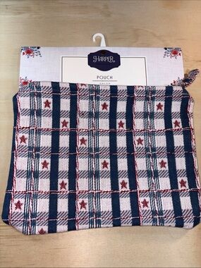 Cotton Essential Pouch Red/White/Blue 8x10 inches